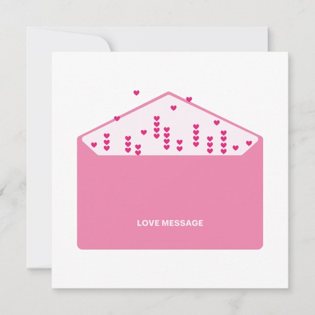 Love Message Pink Hearts Minimalist Cute Funny   Inbjudningar (Framsida)