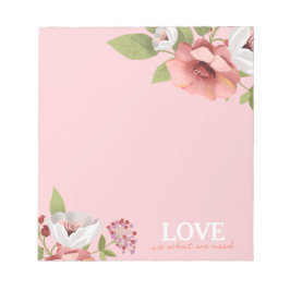 Love Message with Pink Flowers Custom Anteckningsblock