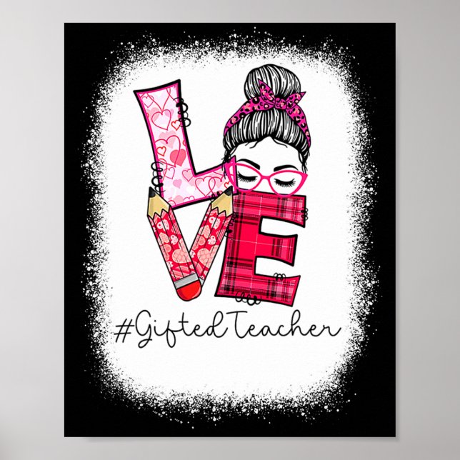 Love Messy Bun Ed Teacher Valentines Day Matching  Poster (Framsidan)
