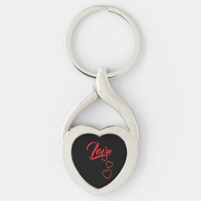 Love Metal Keychain Twisted Heart Silverfärgad Nyckelring (Framsidan)