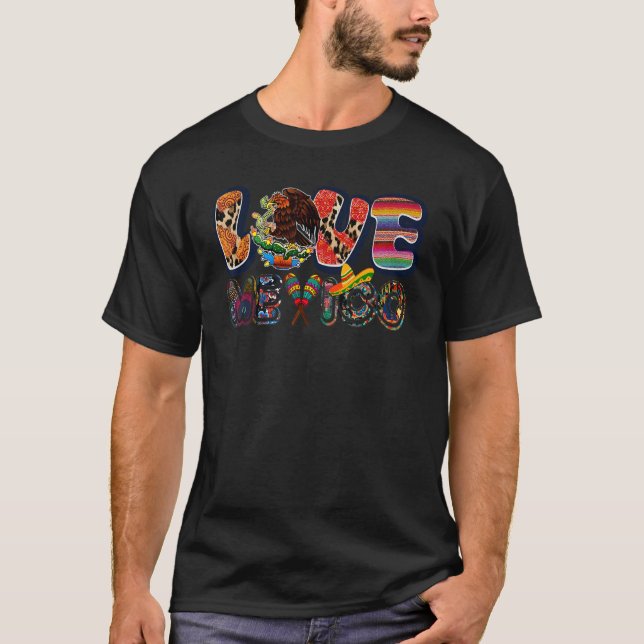 Love Mexico Mexican  Viva Mexico Fiesta Party T Shirt (Framsida)
