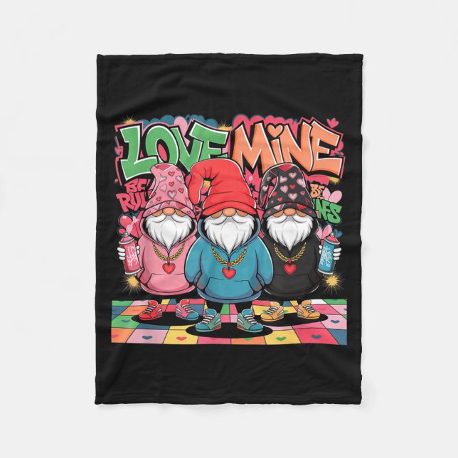 Love Mine Gnomes Urban Street Art Valentines Graff Fleecefilt (Framsidan)