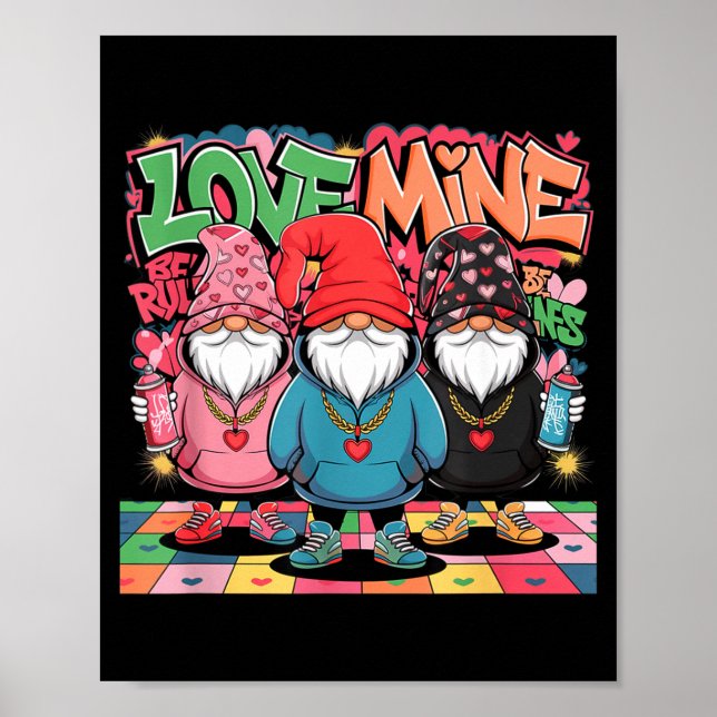 Love Mine Gnomes Urban Street Art Valentines Graff Poster (Framsidan)