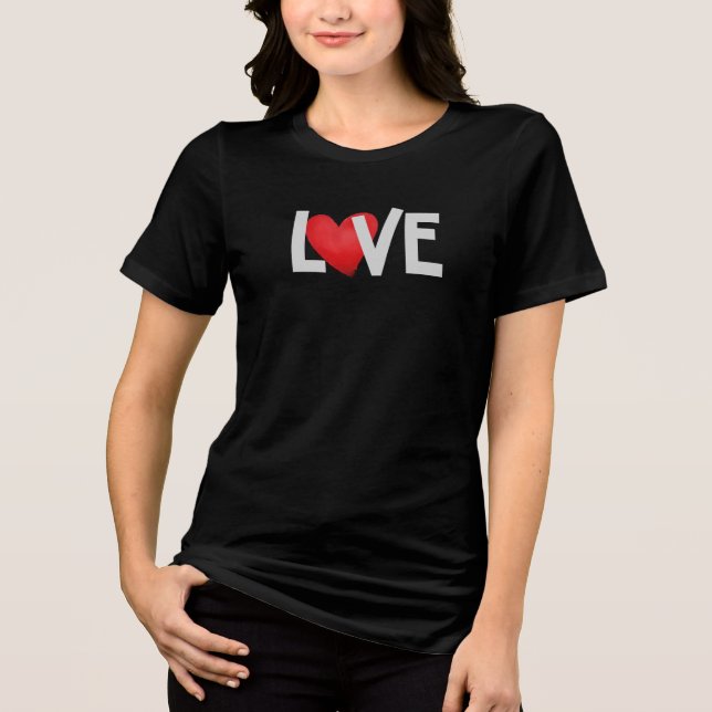 LOVE Modern Hjärtan Grafik T-shirt (Framsida)