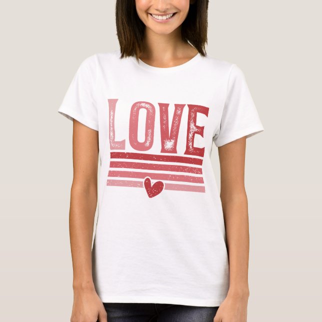 Love Modern White Script White Dam T-Shirt (Framsida)