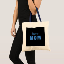 Love Mom Blue Baby Shower Tote Bag Tygkasse