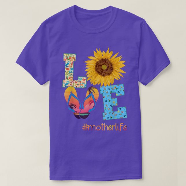 LOVE Mother Life Flip Flops Sunflower Summer Mothe T Shirt (Design framsida)