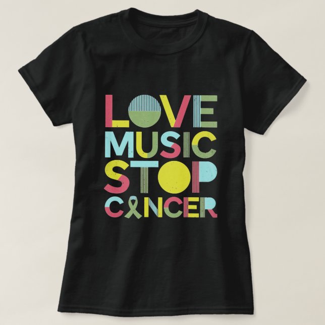 Love Music Stop Cancer St Jude Music  T Shirt (Design framsida)