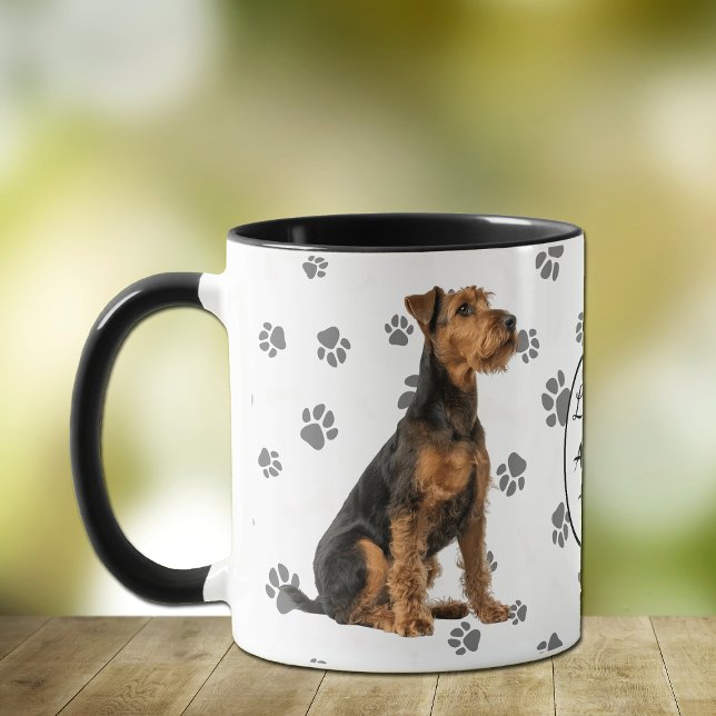 Love My Airedale Terrier Dog Pawprint Mugg (Skapare uppladdad)