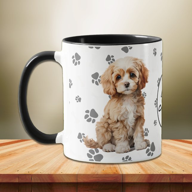Love My Cavapoo Dog Pawprint Pattern Mugg (Skapare uppladdad)