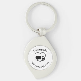 Love My Job Truck Driver Heart Personalizable Swirl Silverfärgad Nyckelring