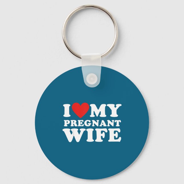 Love My Pregnant Wife, Funny Pregnancy Announcemme Nyckelring (Framsida)