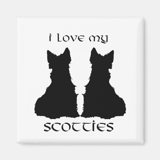 Love My Scotties Silhuett Magnet (Framsidan)