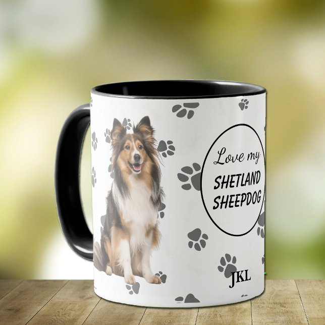 Love My Shetland Sheepdog Dog Pawprint Mugg (Skapare uppladdad)