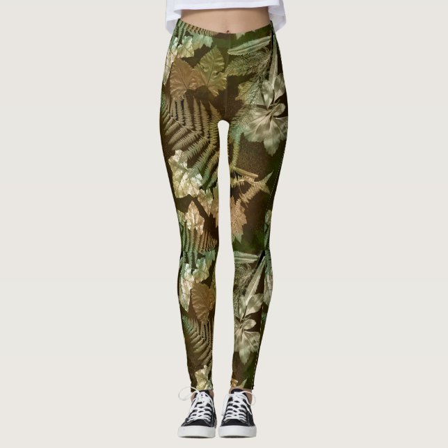 Love Nature Ferny Leaf Tryck  Leggings (Framsida)