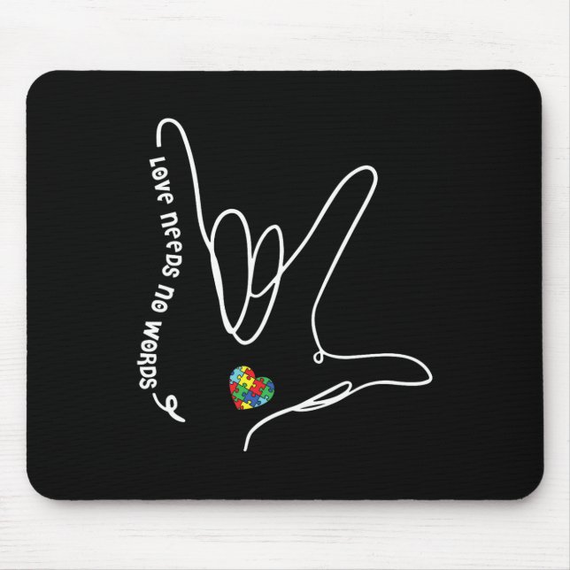 Love Needs No Words Asl Puzzle Piece Heart Autism  Musmatta (Framsidan)