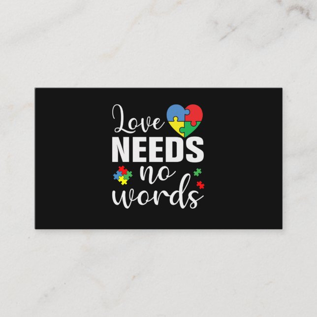 Love Needs No Words Autism Visitkort (Framsida)