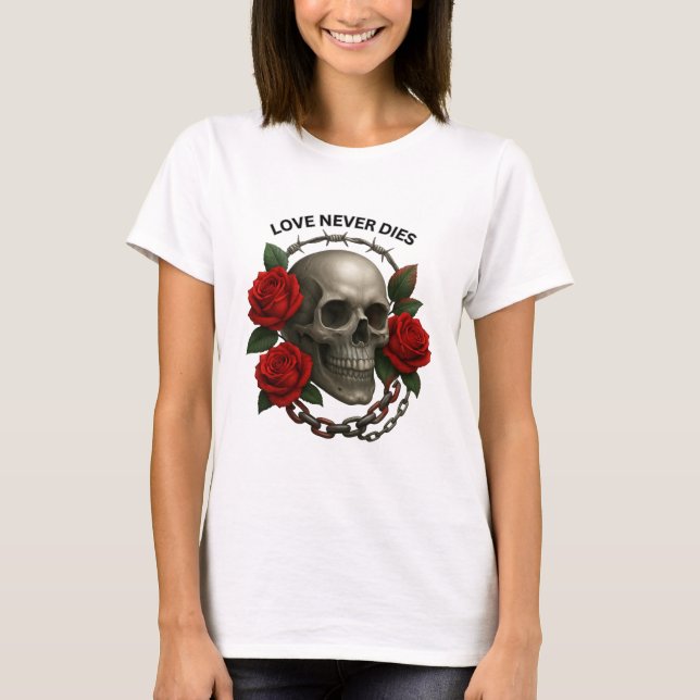 Love Never Dies Skalle Dam T-Shirt  (Framsida)