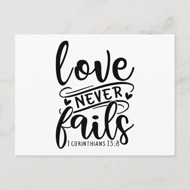 Love Never Fails 1 Corinthians 13 8-01 Inbjudan Vykort (Framsida)