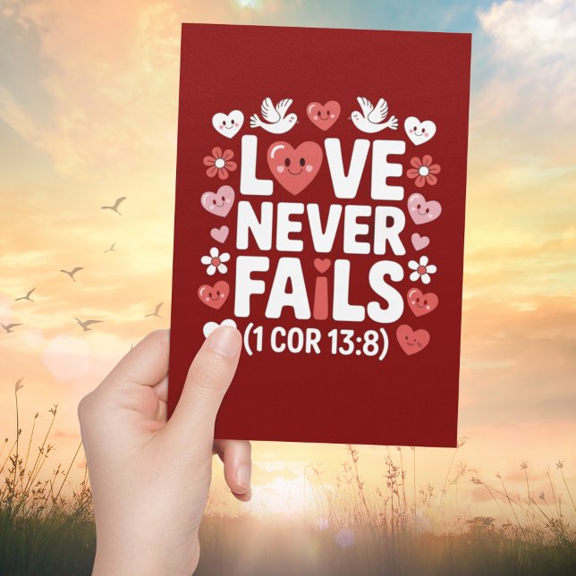 Love Never Fails Christian Valentine Scripture  Kort (Skapare uppladdad)