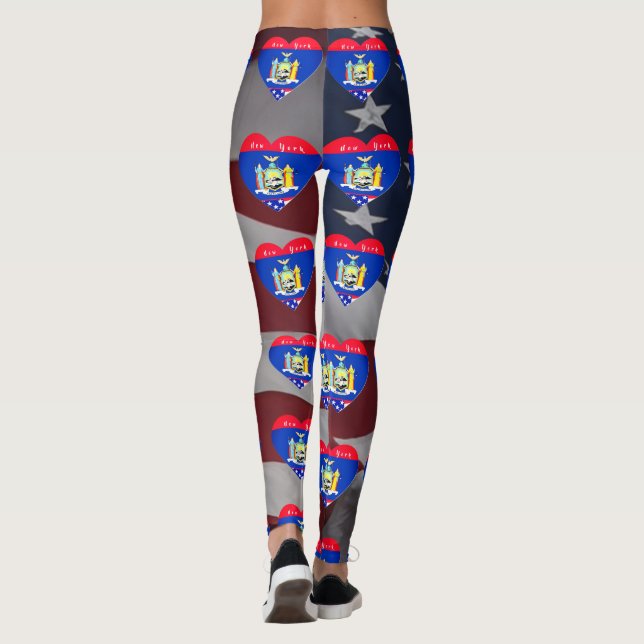 Love New York Patriotic Flag Fun Leggings (Baksida)