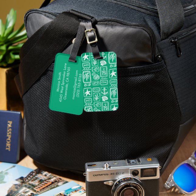 Love Notes from the Sea Seashell Ocean Beach  Bagagebricka (Fram & Baksida)