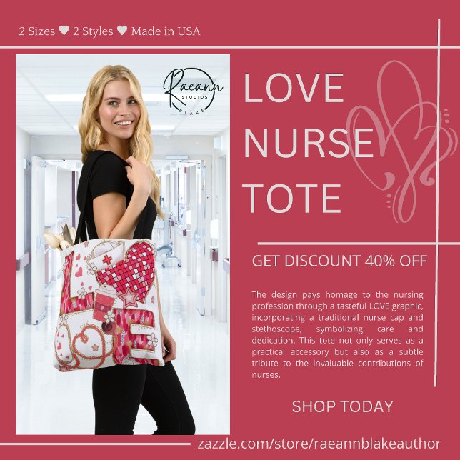 Love Nurse Crochet Embroidery Style Tote Tygkasse (Skapare uppladdad)