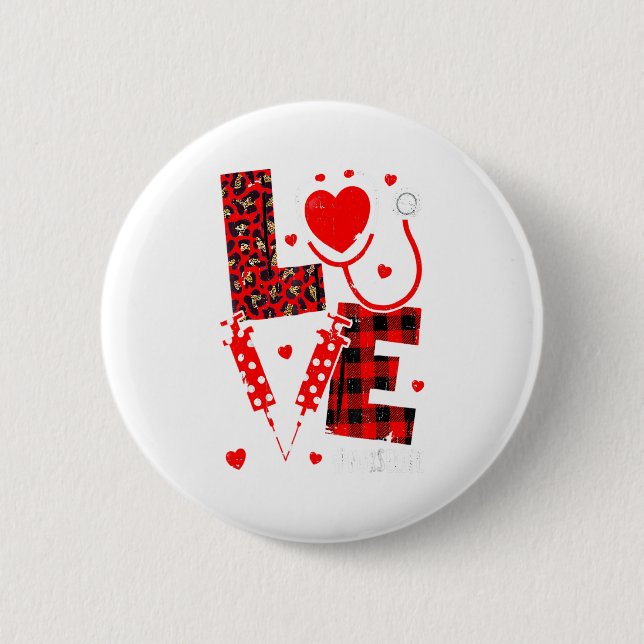 Love Nurse Life Valentine Day Leopard Plaid Red He Knapp (Framsida)