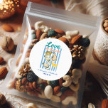 Love on the Lake Bachelorette Getaway Runt Klistermärke<br><div class="desc">Celebrate a lakeside bachelorette weekend with this charming coastal design featuring hand-drawn seashells, jellyfish, and a lighthouse in classic nautical blue. Perfect for adding a personal touch to your party décor or favors, this design sets the tone for a breezy, beachy getaway. Coordinates beautifully with matching invitations, signage, and party...</div>