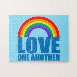 Love One Another Inspirational Christian Verse Pussel<br><div class="desc">Beautiful inspirational rainbow gift with the pretty quote LOVE ONE ANOTHER. Remind others to be kind and show each other love and kindness every day with this pretty bible verse quote. A cute LGBT present for a Christian.</div>
