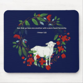 Love One Another | Lamb & Floral Mousepad Musmatta