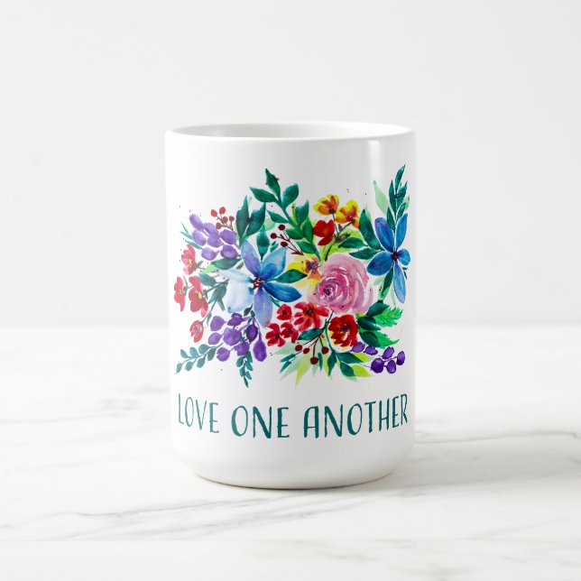 Love One Another Phoebe Floral Inspirational Kaffemugg (Center)