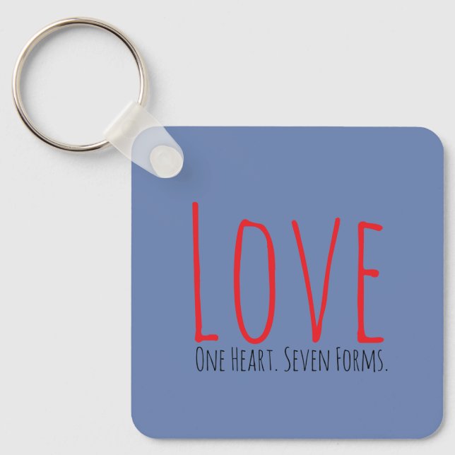 Love - One Heart. Seven Forms Acrylic Keychain Nyckelring (Framsida)