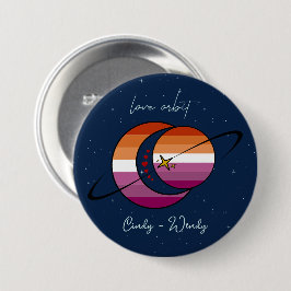 Love Orbit Universum Sol & Måne Solnedgång Lesbisk Knapp