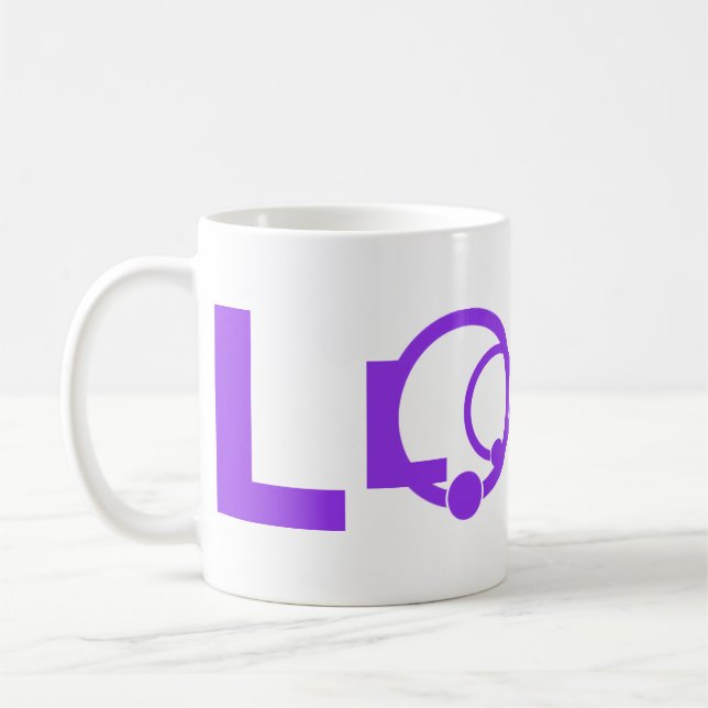 LOVE-ordmärkeskopp lila Kaffemugg (Vänster)