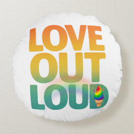Love Out Loud Retro Pride Typografi Anpassad Rund Kudde