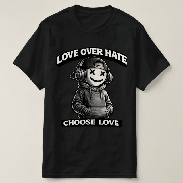 Love Over Hate Urban Icon Smiling X-Eyes Urban  T Shirt (Design framsida)