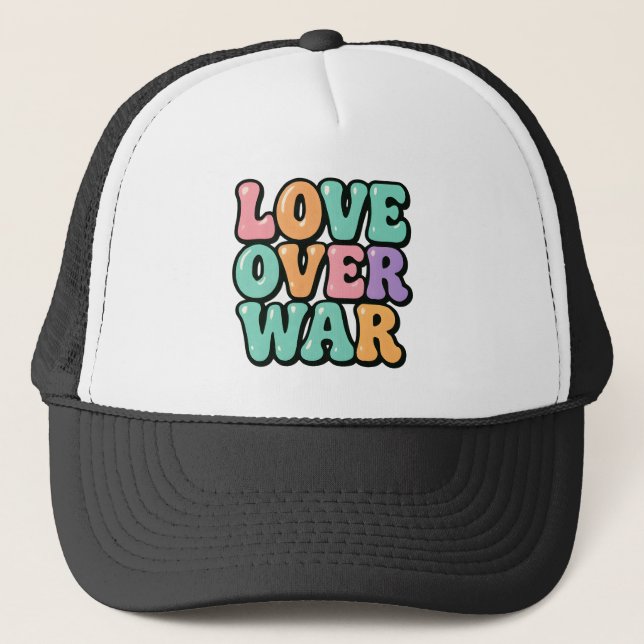 Love Over War 70s Retro Bubble Keps (Framsida)