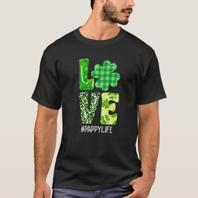 Love Pappy Shamrock Funny St Patricks Day Matching T Shirt (Framsida)