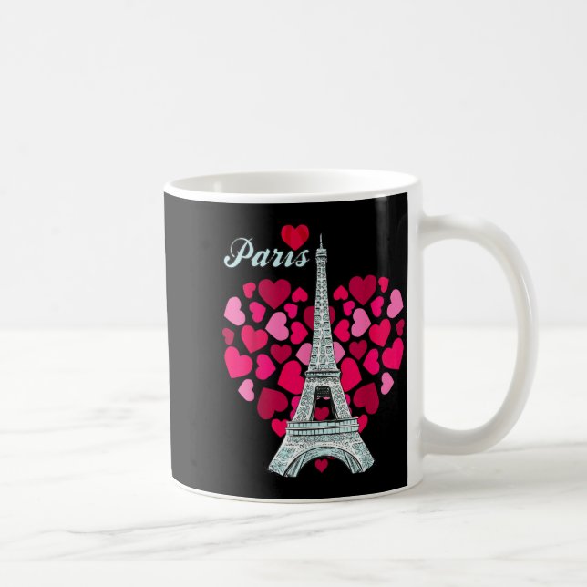 Love Paris Heart Eiffel Tower Souvenir France Fren Kaffemugg (Höger)