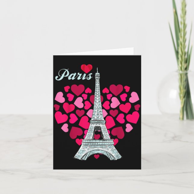 Love Paris Heart Eiffel Tower Souvenir France Fren Kort (Framsida)