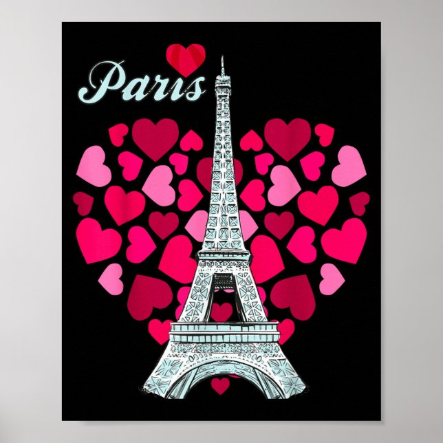 Love Paris Heart Eiffel Tower Souvenir France Fren Poster (Framsidan)