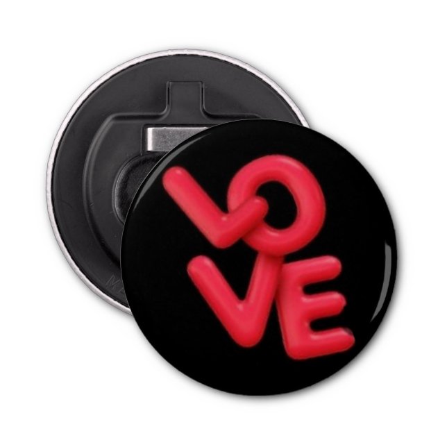 Love 💕 patch — Valentine Pin Button Flasköppnare (Framsidan)