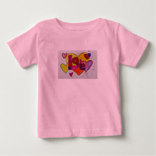 Love Patchwork Hearts Glitter Word Art Shirts T-shirt