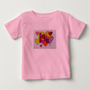 Love Patchwork Hearts Glitter Word Art Shirts Tee