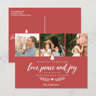 Love Peace and Joy Familjefoto julkort Helg Vykort
