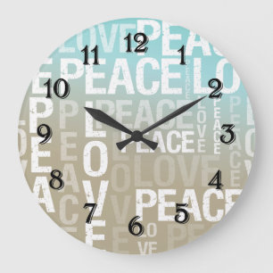 Love Peace Cream Aqua Ombre Stor Klocka