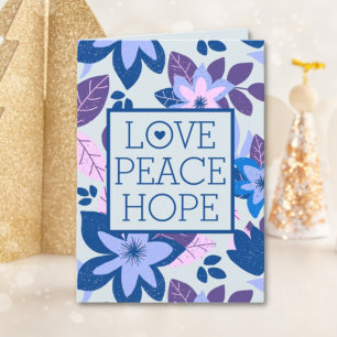 Love Peace Hope Modern Botanical Floral Christmas Helgkort