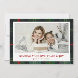 "Love, Peace & Joy" Rutig julkort för foton