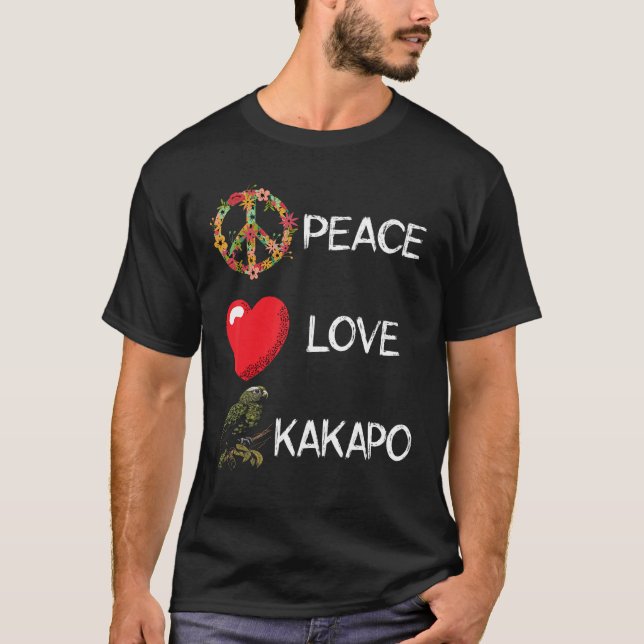 Love Peace Kakapo Bird Kakapo Parrot New Zealand K T Shirt (Framsida)